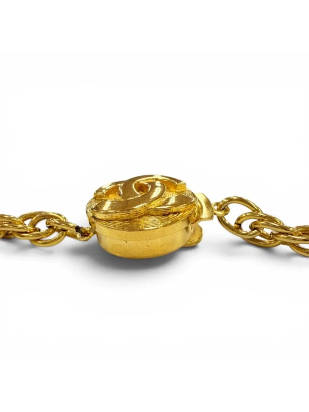 Chanel Vintage Metal CC Logo Twist Chain Necklace Gold